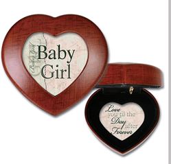 Baby Girl/Heart Shaped Music Box/Woodgrain Plays "Let Me Call You Sweetheart"