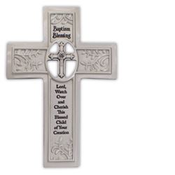 Baptism Blessing Wall Cross with Easel