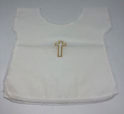 Baptismal Garment With Cross Design - Pull Over Style with Lace, Made In Italy
