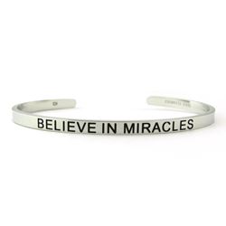 Believe in Miracles Blessing Band, Silver Cuff Bracelet
