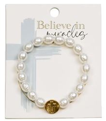 Believe in Miracles Bracelet Pearl Bracelet with Cross Charm