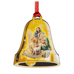 Bell Shaped Nativity Christmas Ornament (Flat)