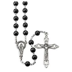 Black Bead 7mm Rosary from Italy