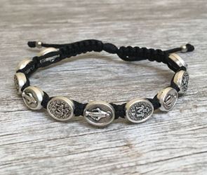 Black and Silver Miraculous Medal Blessing Bracelet