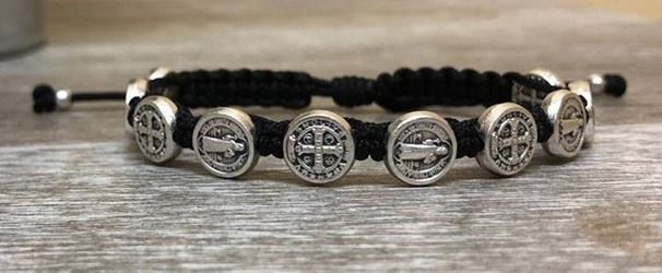 Black and Silver St. Benedict Blessing Bracelet with Story Card