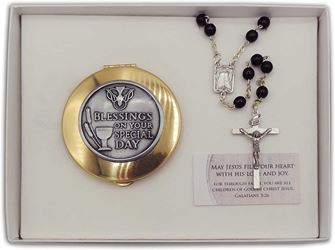Blessings on Your Special Day Keepsake Box Gift Set, Black Rosary