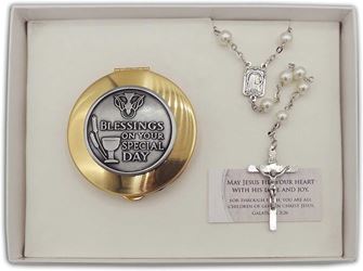 Blessings on Your Special Day Keepsake Box Gift Set, Pearl Rosary
