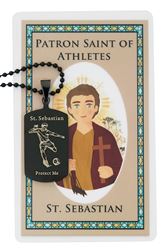 Black Stainless Soccer Dog Tag with St. Sebastian Holy Card
