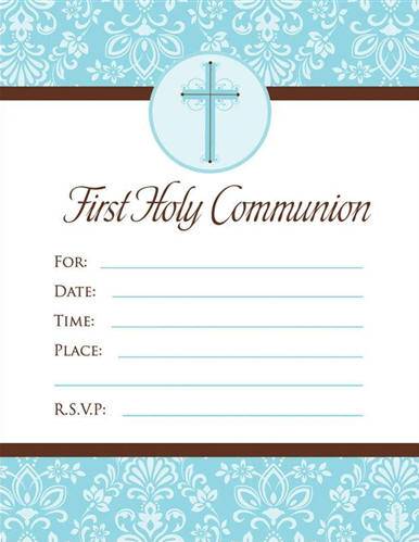Blue Cross First Communion Invitations