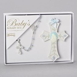 Blue Rosary and Baby Cross Gift Set