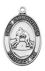 Boys Pewter Wrestling Medal On A 24" Stainless Chain
