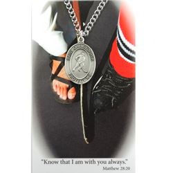 Boys St. Christopher Pewter Hockey Medal on 24" Chain with Prayer Card