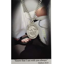 Boys St. Christopher Pewter Track Medal on 24" Chain with Prayer Card