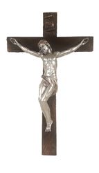 Bronze Wall Cross with Pewter Corpus, 16"