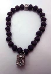 CZ Pave Prayer Box Bracelet Purple/Rhodium
