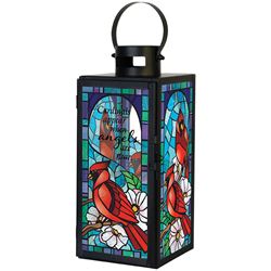 Cardinals Appear Stained Glass Lantern