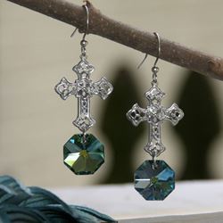 Chandelier Crystal Cross Earrings