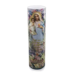 Child Jesus & Mary Hearts 8" Flickering LED Flameless Prayer Candle with Timer