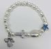 Child's White 4mm Pearl Bead Bracelet with Cross and Charms - 120893