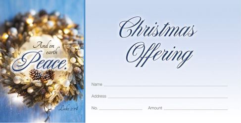 Christmas - Wreath - And on earth peace - Luke 2:14 - Pkg 100 - Offering Envelope