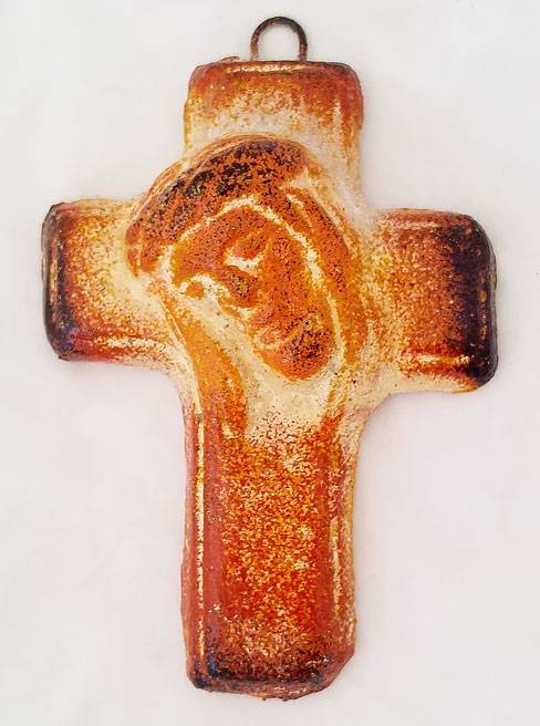 Clay Cross with Christ's Face from Mexico