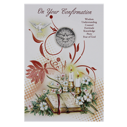 Confirmation Greeting Card with Envelope and Removable Confirmation Pocket Token   Made in Italy