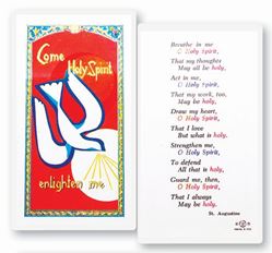 Holy Spirit Enlighten  Clear, laminated Italian holy cards with Gold Accents. Features World Famous Fratelli-Bonella Artwork. 2.5'' x 4.5''