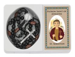 St. Sebastian Corded Football Rosary with Prayer Card