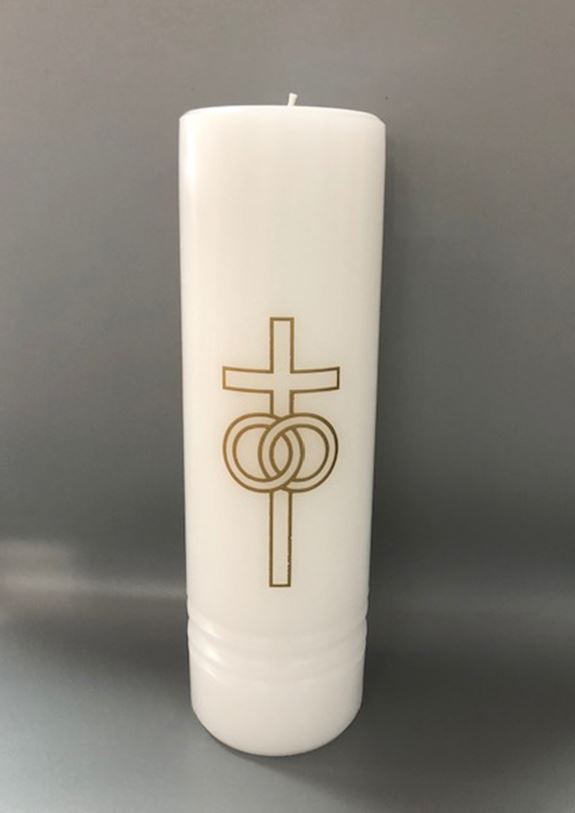 Cross with Rings 3 x 10 White Unity Candle