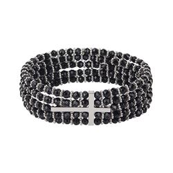 Crystal Side Cross Bracelet, Black/Silver