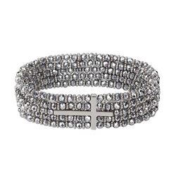 Crystal Side Cross Bracelet, Silver