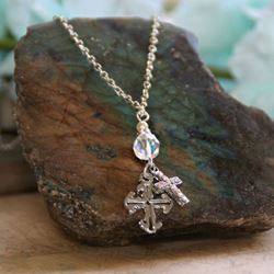 Crystal and Cross Necklace