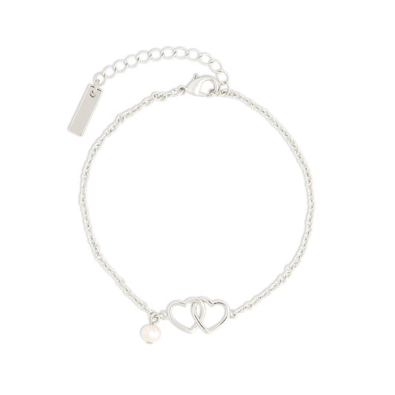 Dainty Bracelet - Silver Double Heart Wrapped in Prayer Jewelry