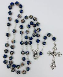 Dark Blue Cloisonne 8mm Bead Italian Rosary