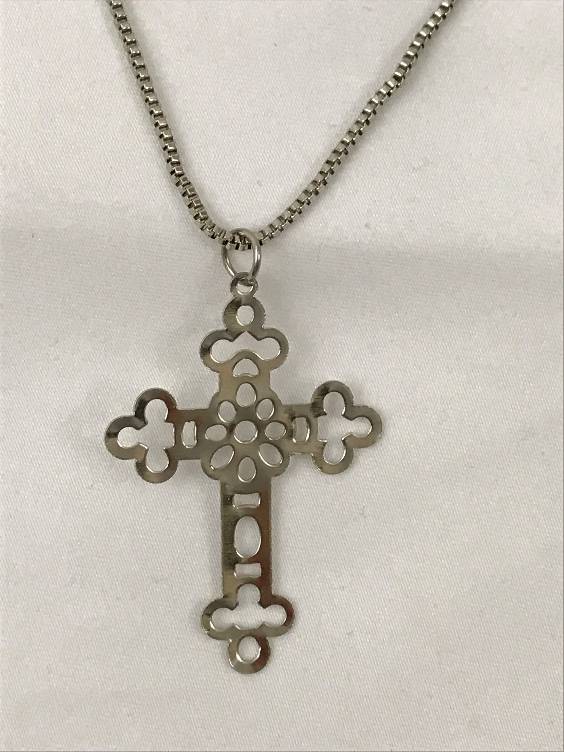 Die-Cut Flower Cross Necklace