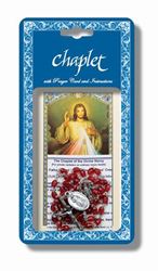 Divine Mercy Chaplet Oval Red Bead Rosary, Lam Hc Instructional Pamphlet