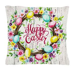 Easter Floral Wreath Interchangeable Pillow Cover