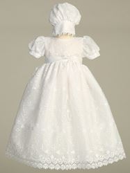Emma Embroidered Tulle Christening Gown