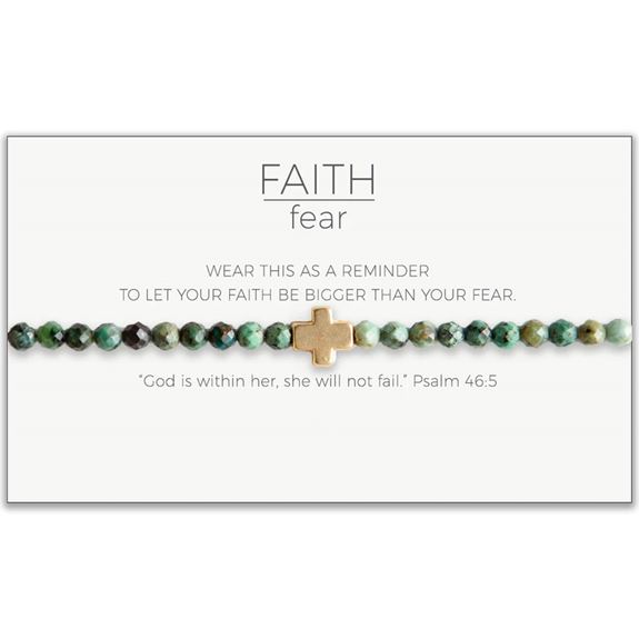 Faith Over Fear Stretch Bracelet, African Turquoise