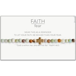 Faith Over Fear Stretch Bracelet, Amazonite