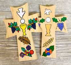 First Communion 5" Wooden Cross From El Salvador