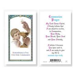 First Communion Boy Laminated Prayer Card