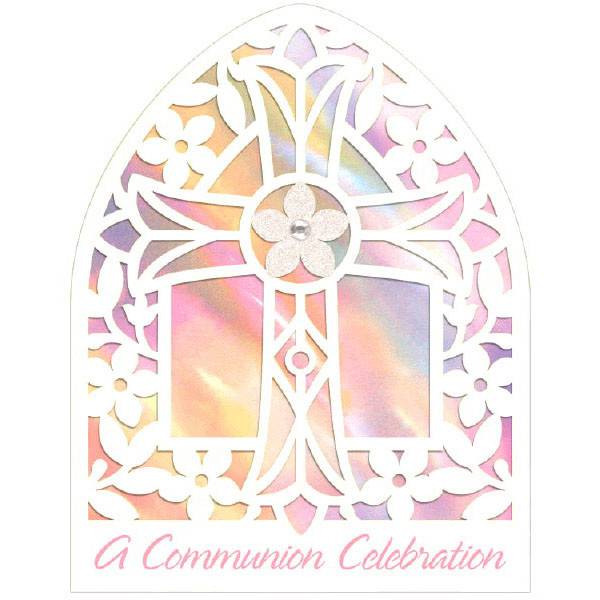 First Communion Pink Cathedral Window Party Invitations
