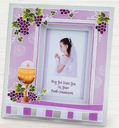 First Communion Pink Glass Frame