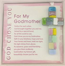 For My Godmother, God Chose You 4" Handmade Mosaic Cross