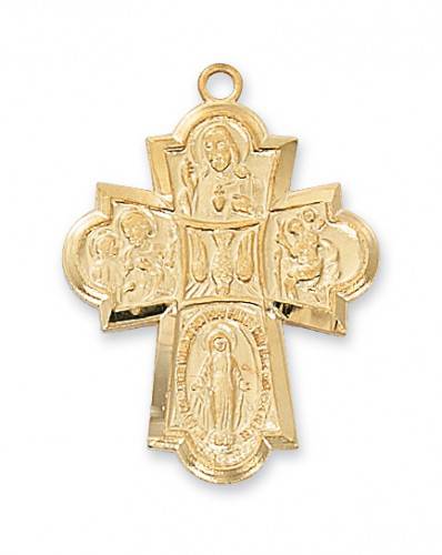 Four Way Cross-Gold over silver