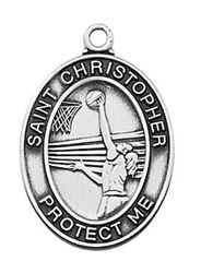 Girl's Pewter Basketball Medal On An 18" Stainless Chain