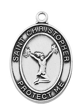 Girl's Pewter Cheerleading Medal On An 18" Stainless Chain