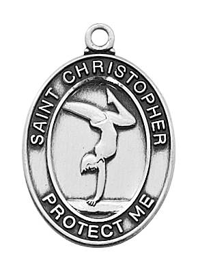 Girl's Pewter Gymnastics Medal On An 18" Stainless Chain