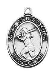 Girls Pewter Softball Medal On An 18" Stainless Chain